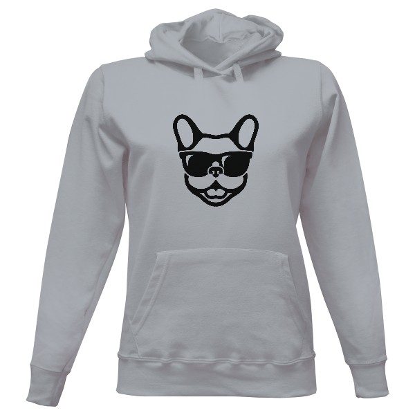 Dámská mikina s kapucí s potiskem Francouzský buldoček