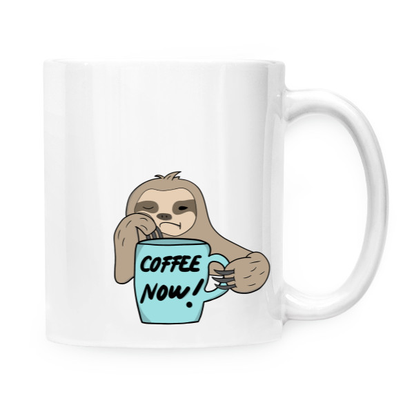 Hrnek malý bílý s potiskem Cofee now!