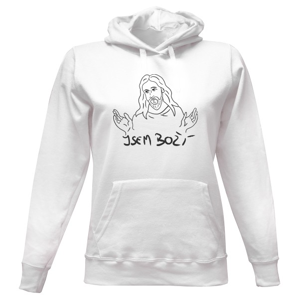 Dámská mikina s kapucí s potiskem Jsem boží!