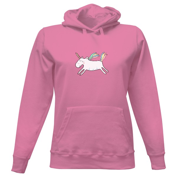 Dámská mikina s kapucí s potiskem Kreslený unicorn