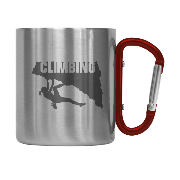 Hrnek nerez s karabinou s potiskem Lezení v srdci