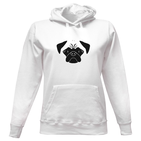 Dámská mikina s kapucí s potiskem Mopsík