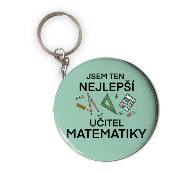 Přívěšek s otvírákem s potiskem Nejlepší učitel matematiky na přívěšku