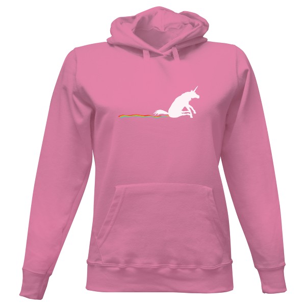 Dámská mikina s kapucí s potiskem Unicorn sáňkuje